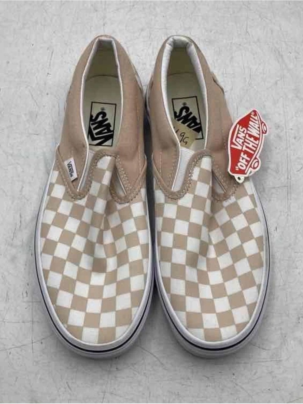 Vans Checkerboard Slip-On Loafers - Beige/White size 8 men’s